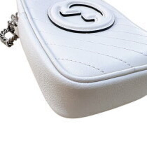 Gucci Blondie Chain Shoulder Bag Ivory White Silver Leather - Picture 8 of 11